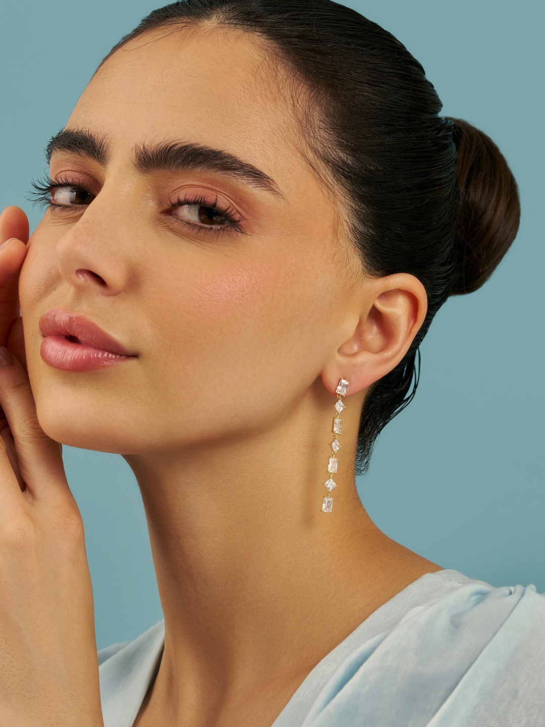 

Kushal's Fashion Jewellery Sterling Silver Zircon Gold-Plated Drop Earrings