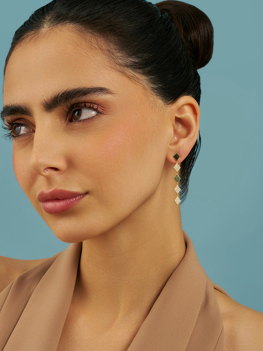 

Kushal's Fashion Jewellery Sterling Silver Zircon Gold-Plated Drop Earrings