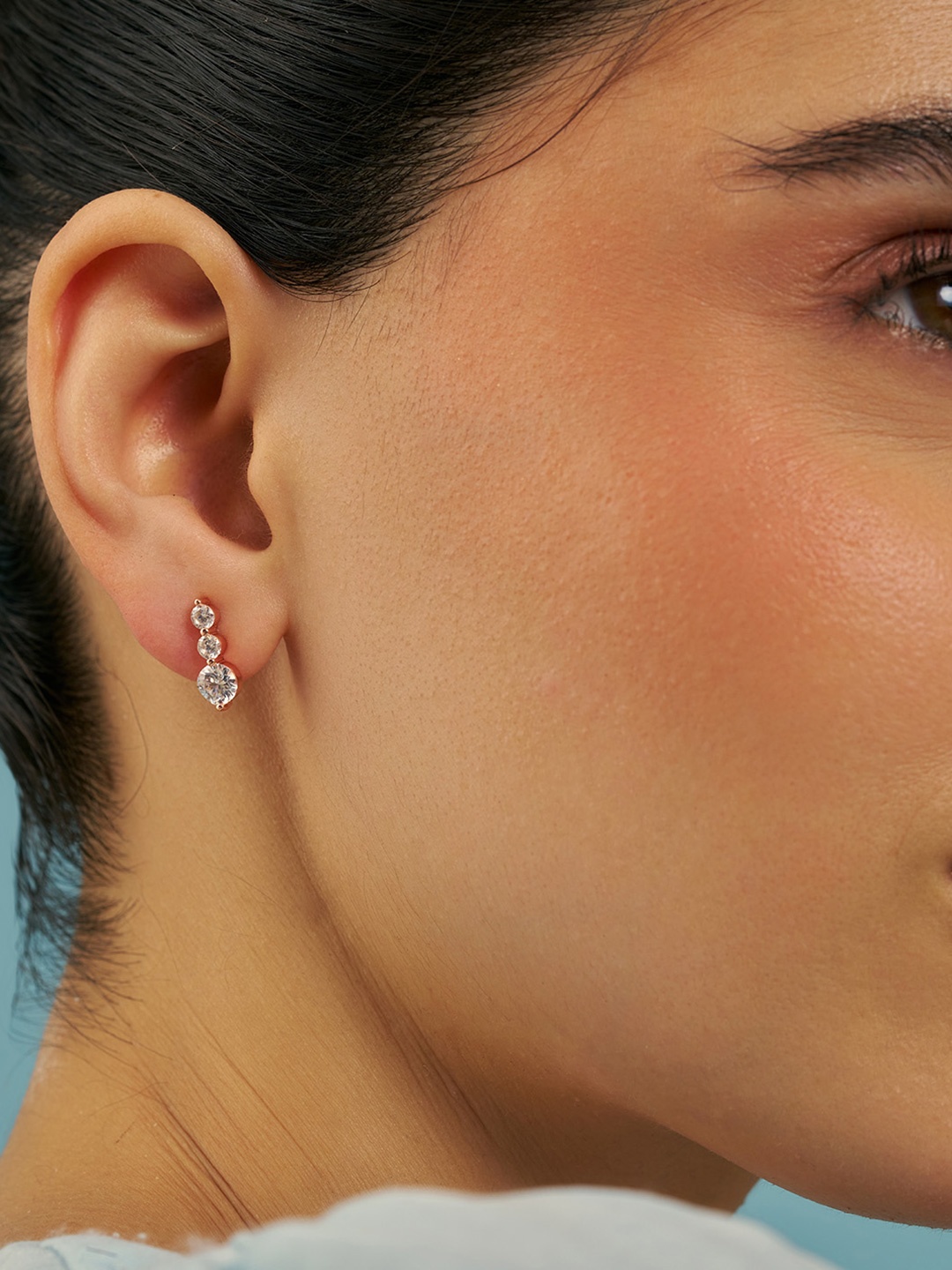 

Kushal's Fashion Jewellery Sterling Silver Zircon Rose Gold-Plated Studs