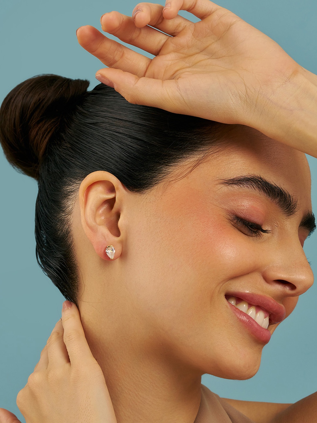 

Kushal's Fashion Jewellery Sterling Silver Zircon Gold-Plated Studs