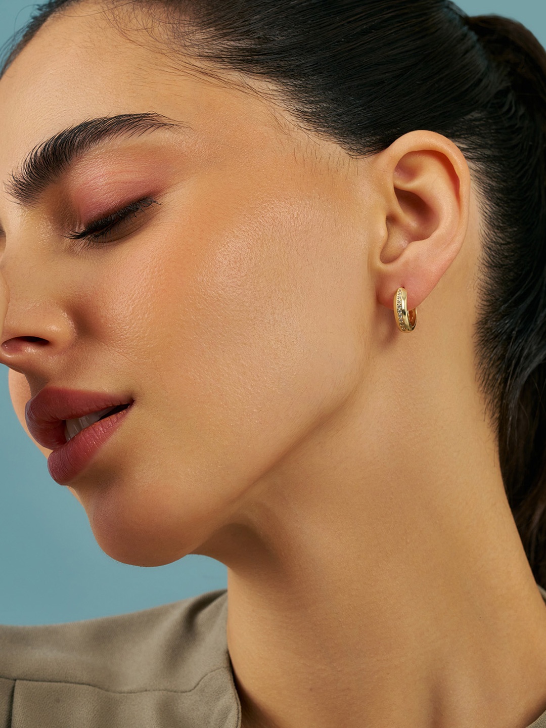 

Kushal's Fashion Jewellery Sterling Silver Zircon Gold-Plated Hoop Earrings