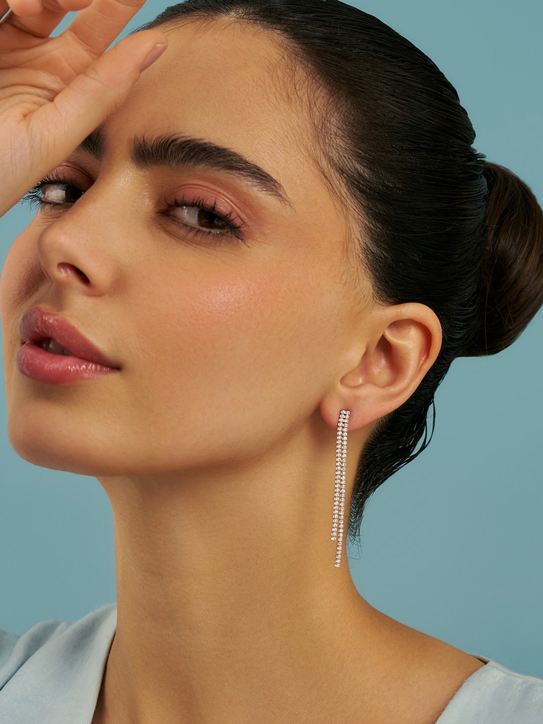 

Kushal's Fashion Jewellery Sterling Silver Zircon Rhodium-Plated Drop Earrings