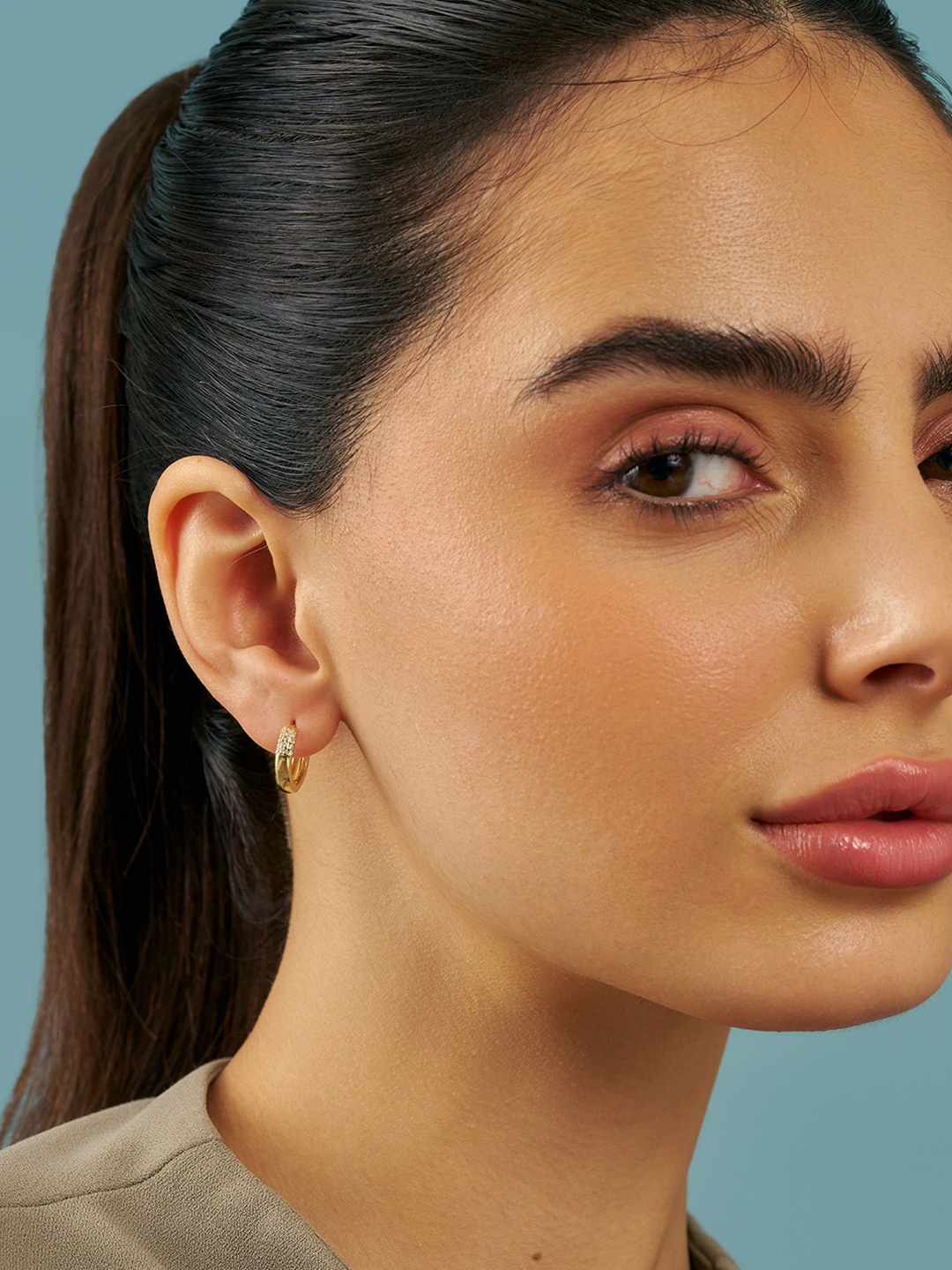 

Kushal's Fashion Jewellery Sterling Silver Zircon Gold-Plated Hoop Earrings