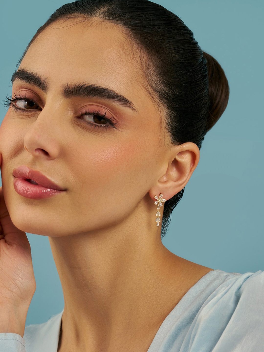 

Kushal's Fashion Jewellery Sterling Silver Zircon Gold-Plated Drop Earrings