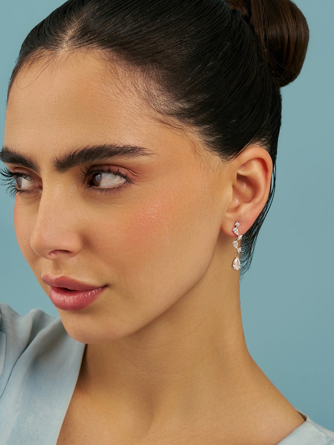 

Kushal's Fashion Jewellery Sterling Silver Zircon Rhodium-Plated Drop Earrings