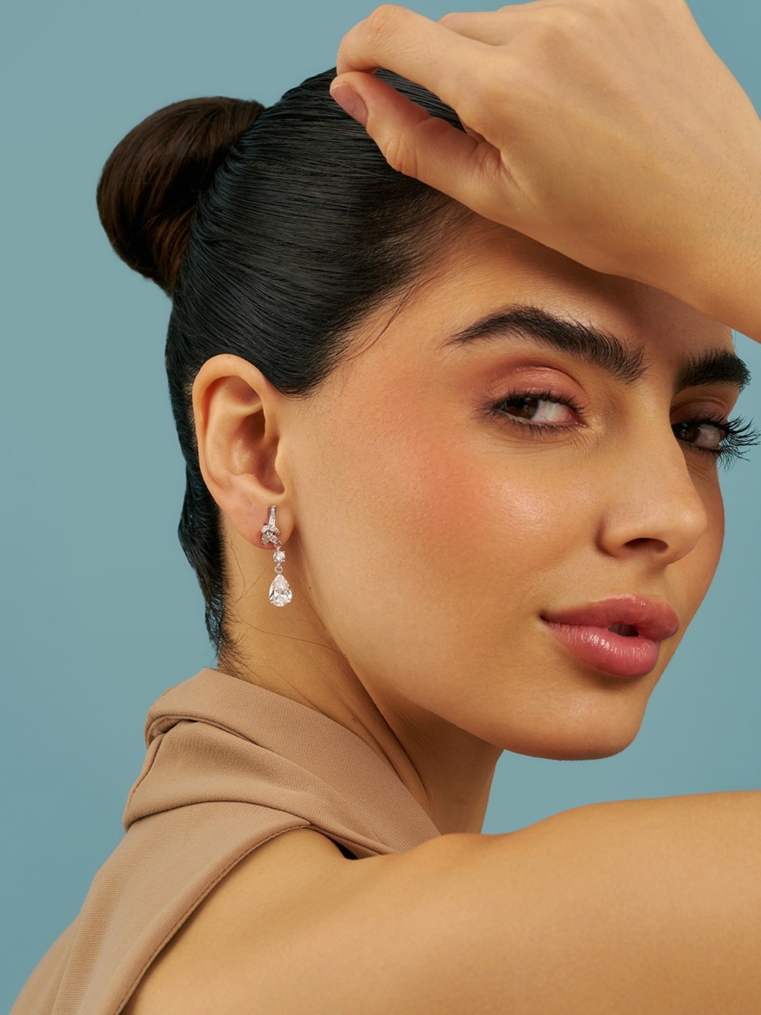 

Kushal's Fashion Jewellery Sterling Silver Zircon Rhodium-Plated Drop Earrings