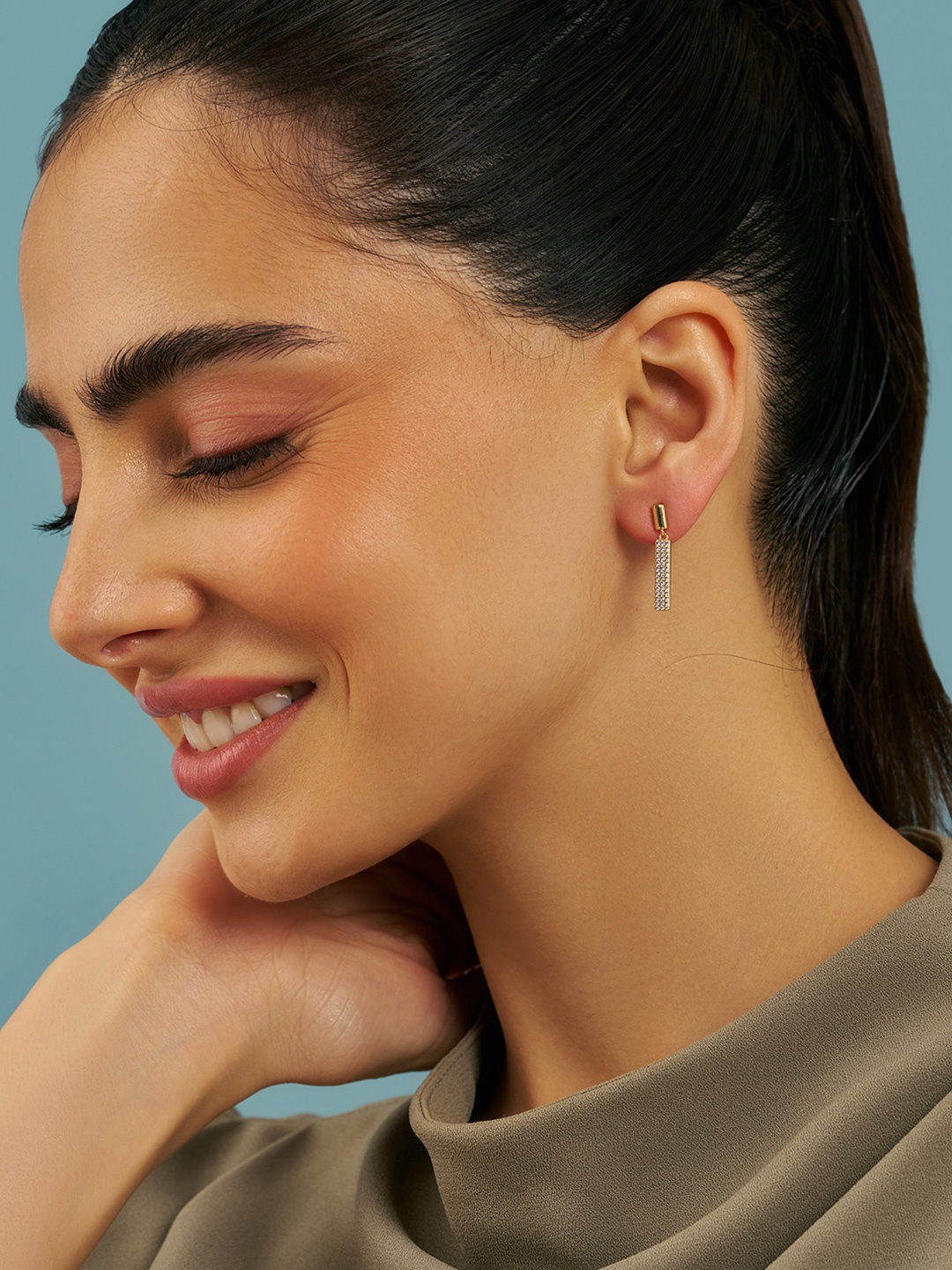 

Kushal's Fashion Jewellery Sterling Silver Zircon Gold-Plated Drop Earrings