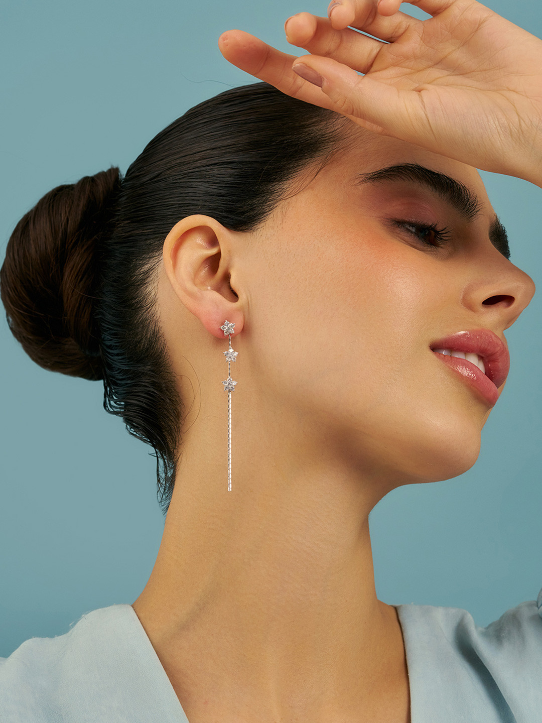 

Kushal's Fashion Jewellery Sterling Silver Zircon Rhodium-Plated Drop Earrings