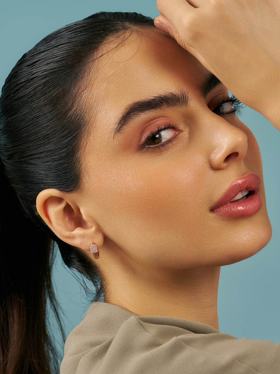 

Kushal's Fashion Jewellery Sterling Silver Zircon Rose Gold-Plated Hoop Earrings