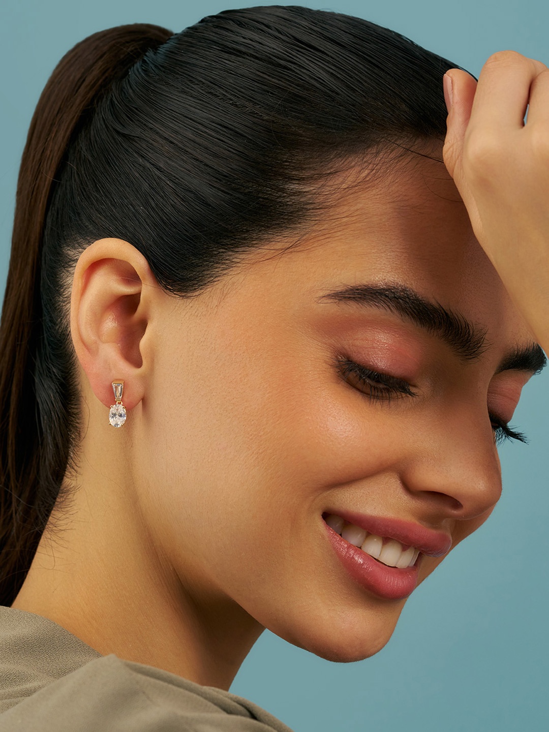 

Kushal's Fashion Jewellery Sterling Silver Zircon Gold-Plated Drop Earrings