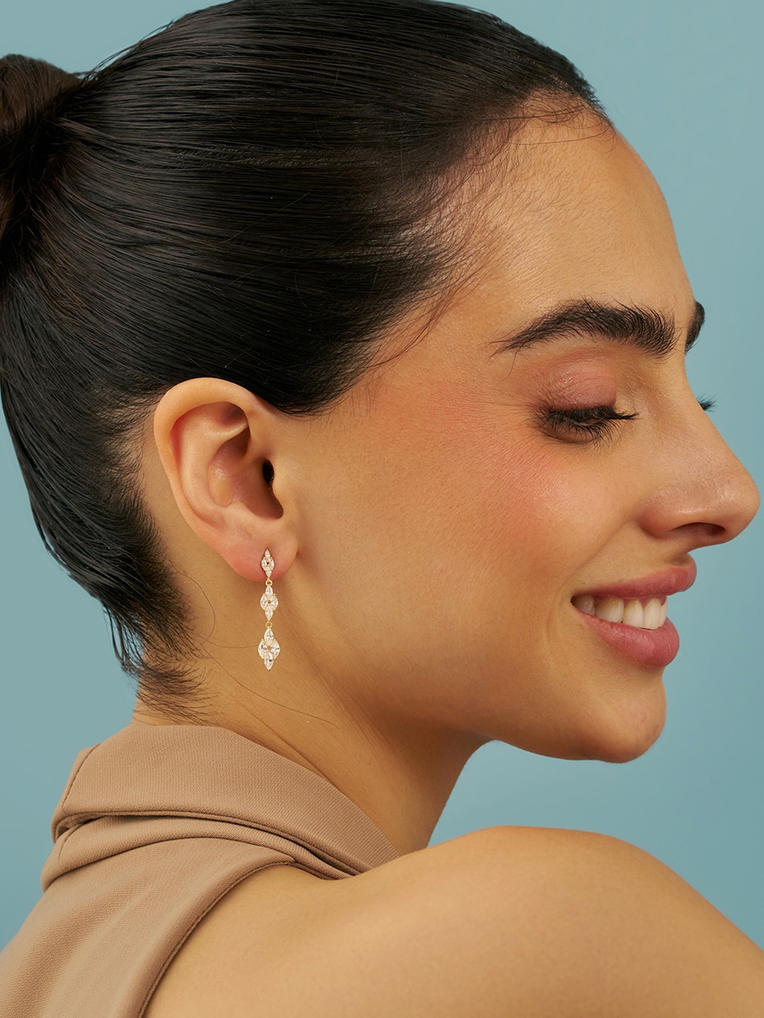

Kushal's Fashion Jewellery Sterling Silver Zircon Gold-Plated Drop Earrings