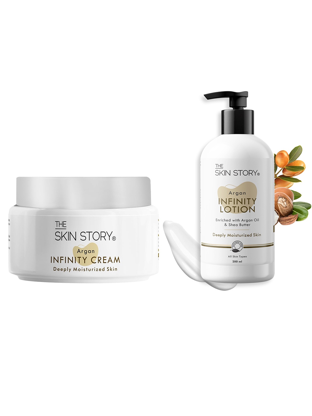 

THE SKIN STORY Set Of Argan Infinity Cream & Lotion - 50g + 280ml, White