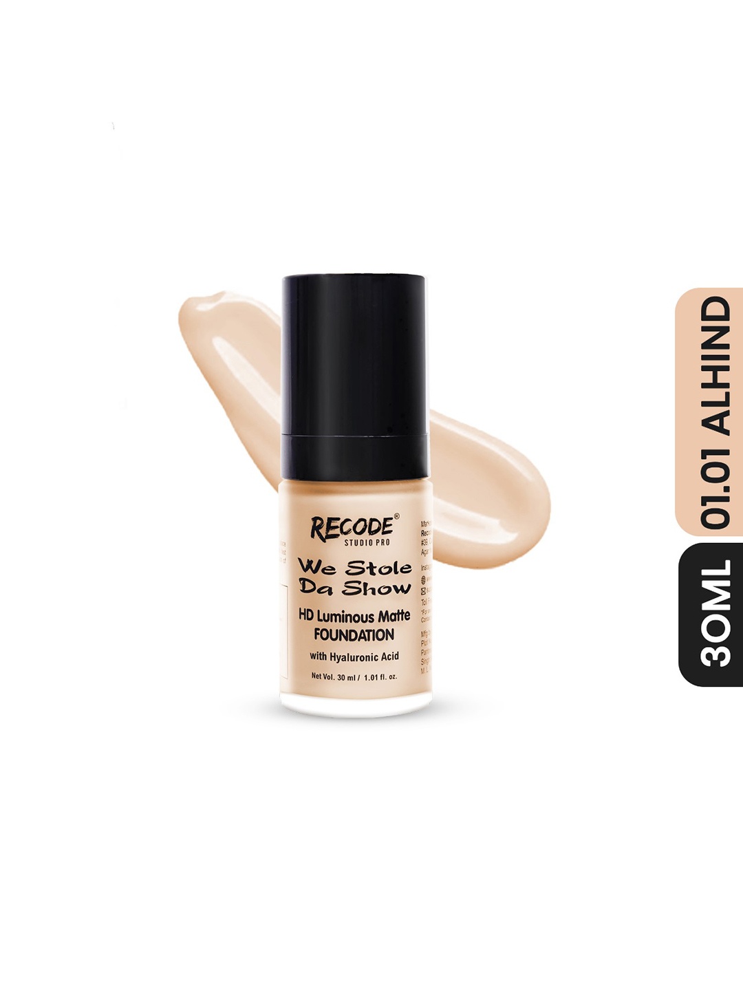 

Recode We Stole Da Sow HD Luminous Matte Foundation - 30 ml - Alhind 1.01, Beige