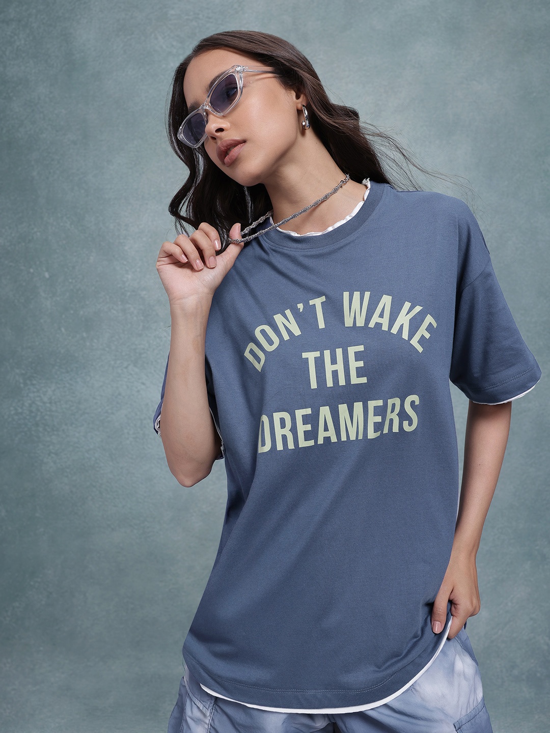 The Roadster Life Co. Typography Printed T-shirt, Navy blue