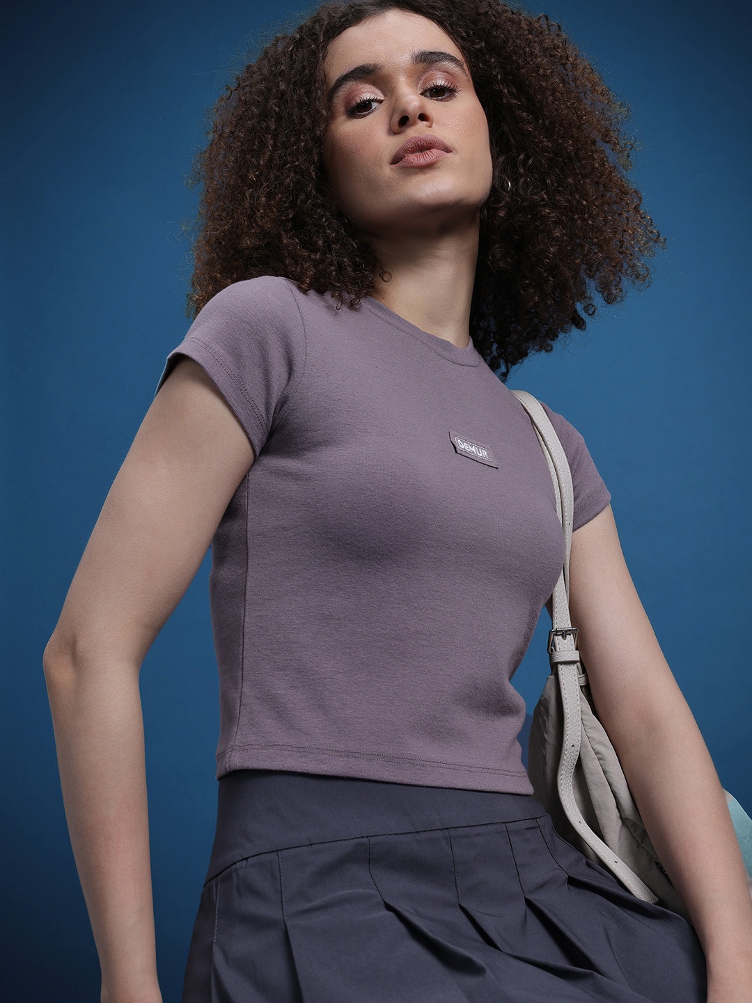 

The Roadster Life Co. Applique Detailed Crop T-shirt, Purple