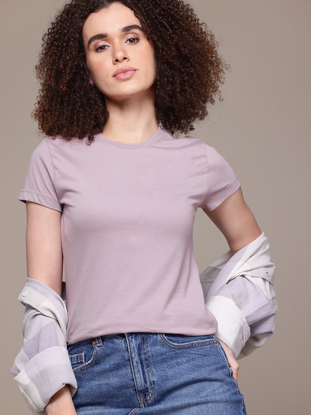 

The Roadster Lifestyle Co. Solid T-shirt, Mauve