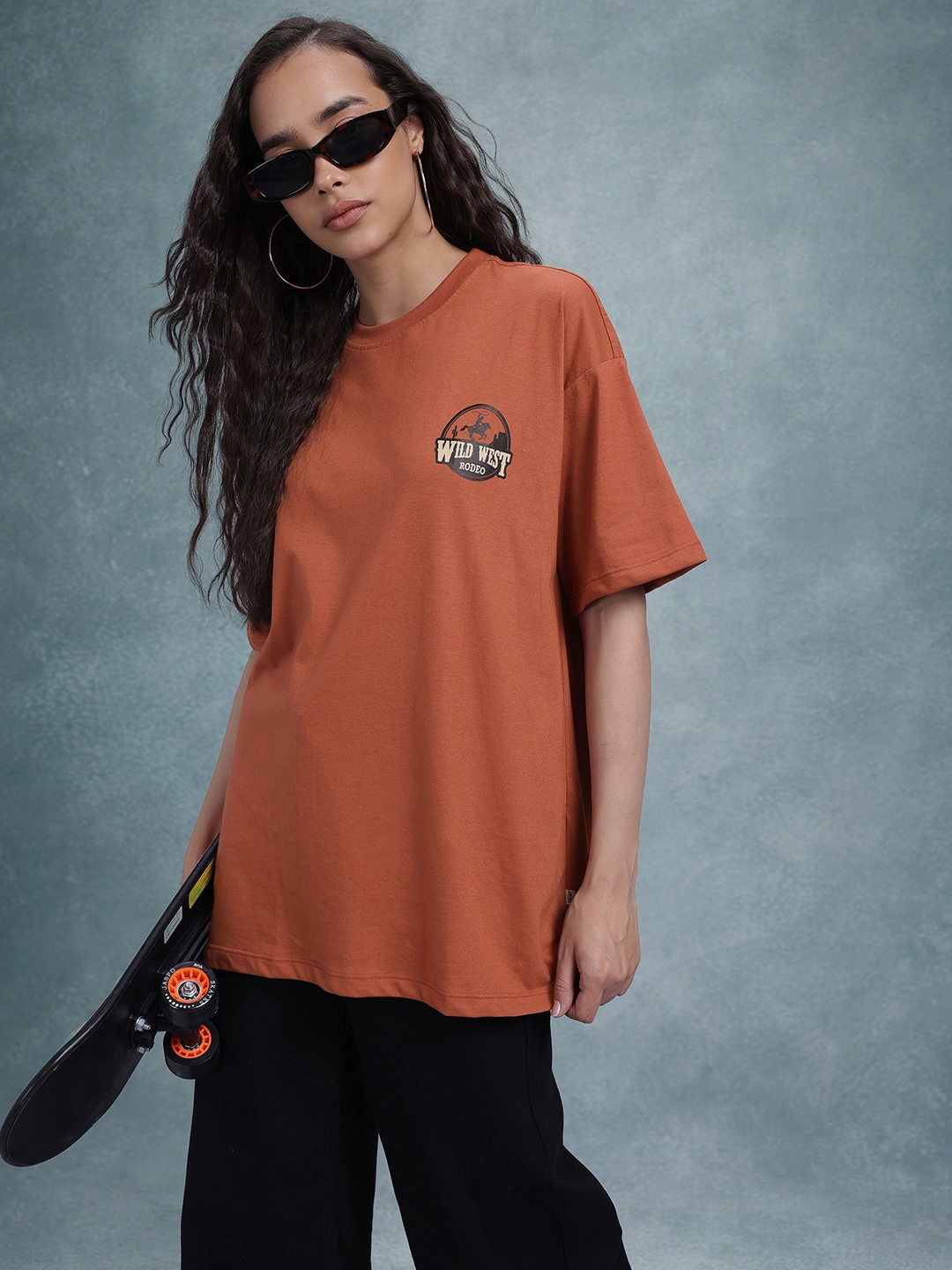 

The Roadster Life Co. Placement Print Oversize T-shirt, Rust