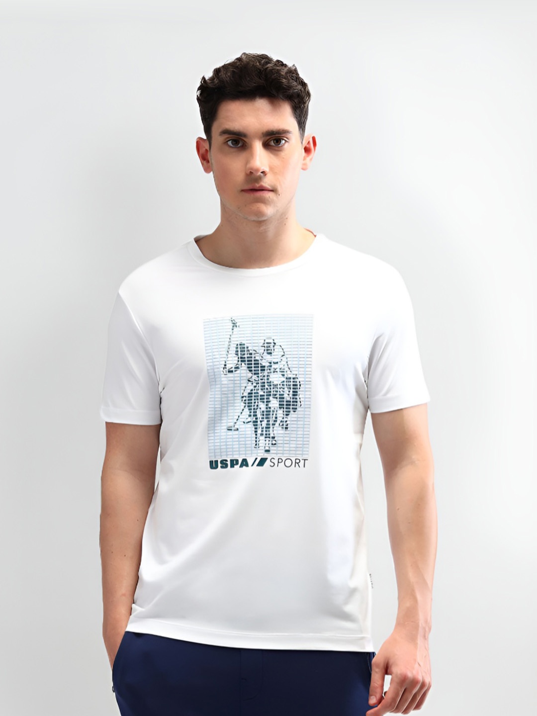 

U.S. Polo Assn. Men Brand Logo Printed Slim Fit T-shirt, White