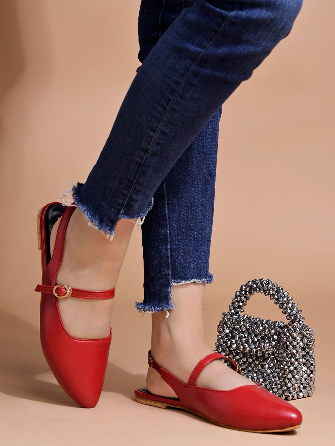 

Shoetopia Girls Slingback Mules Flats, Red