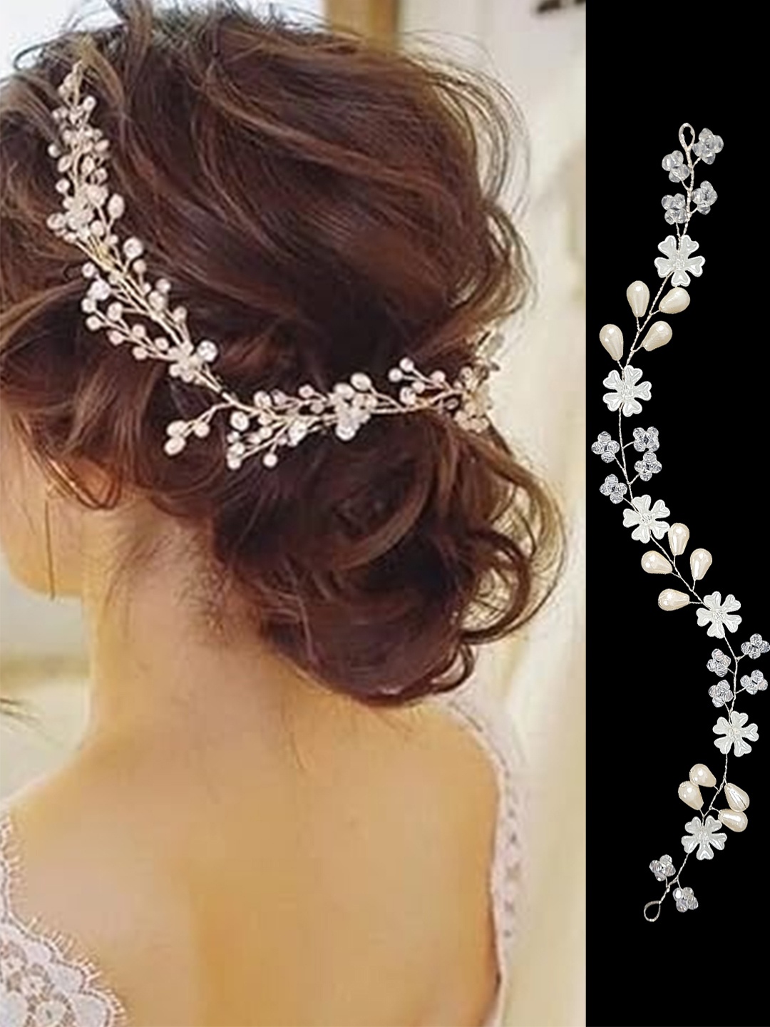 

MAJESTIQUE Women Western Embellished Tiara, Silver