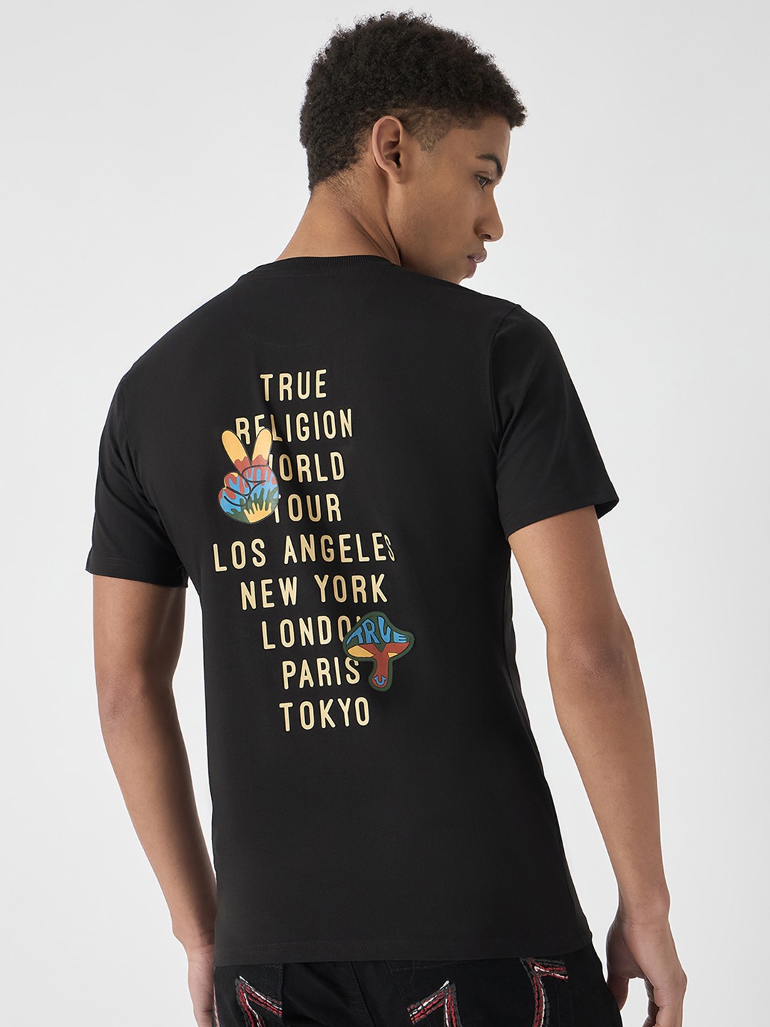 

True Religion Men Typography Back Printed T-shirt, Black