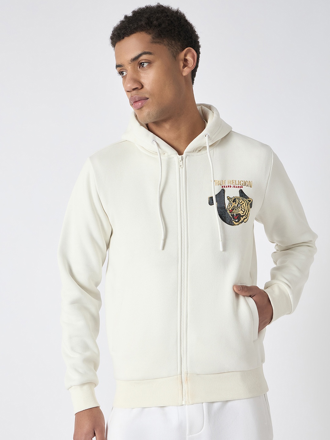 

True Religion Men Cotton Hooded Sweatshirt, White