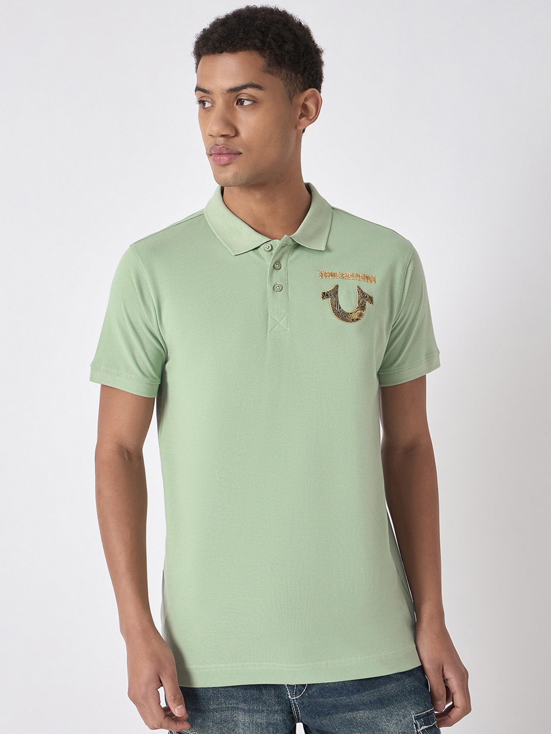 

True Religion Men Polo Collar T-shirt, Green