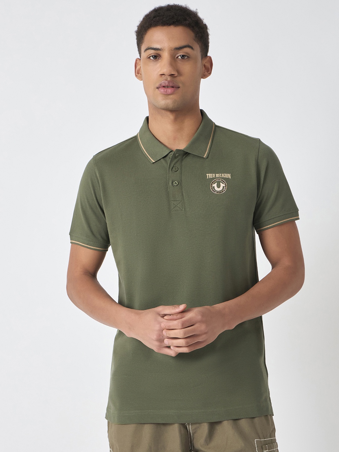 

True Religion Men Polo Collar T-shirt, Green