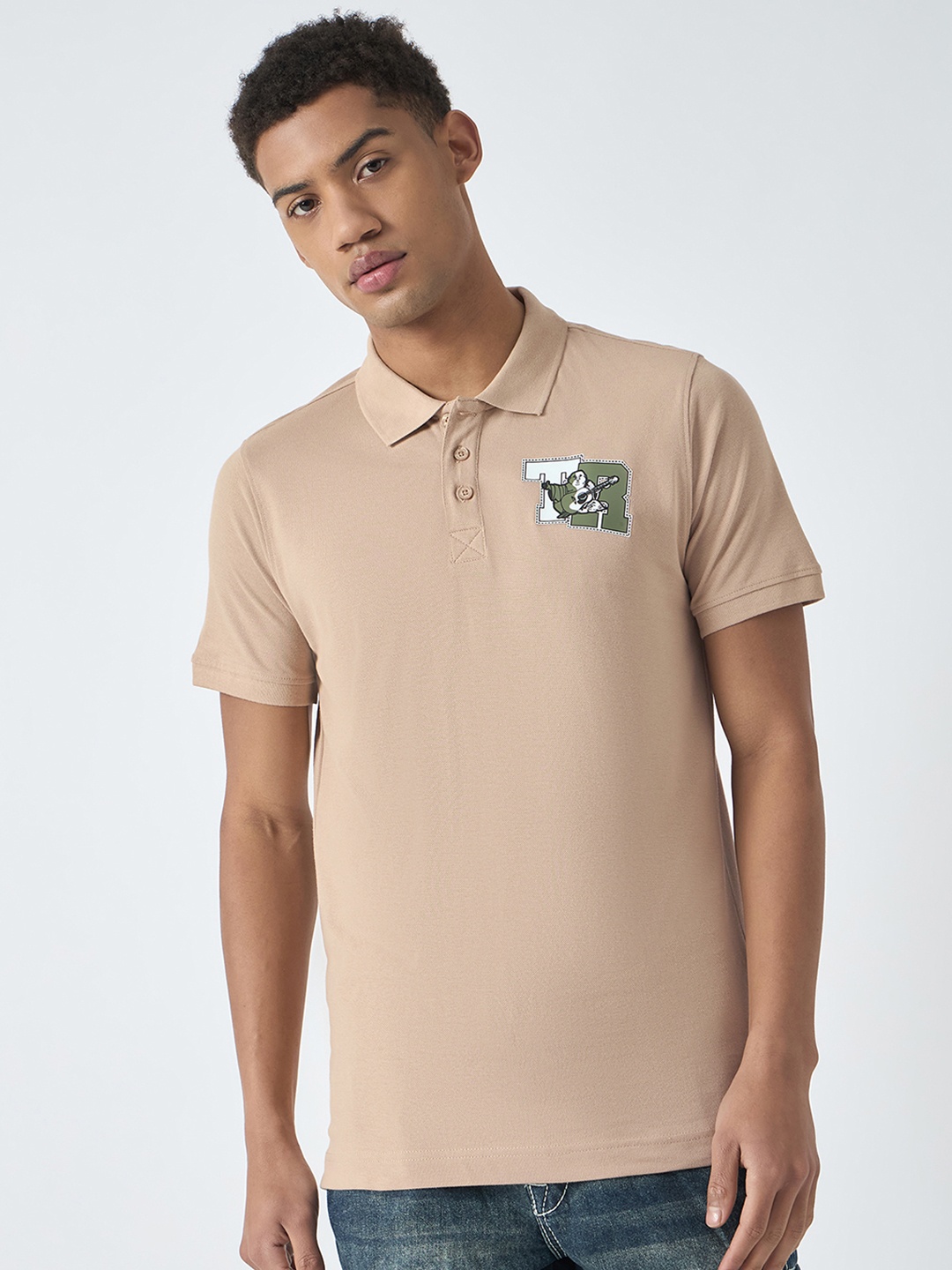 

True Religion Men Brand Logo Polo Collar T-shirt, Beige