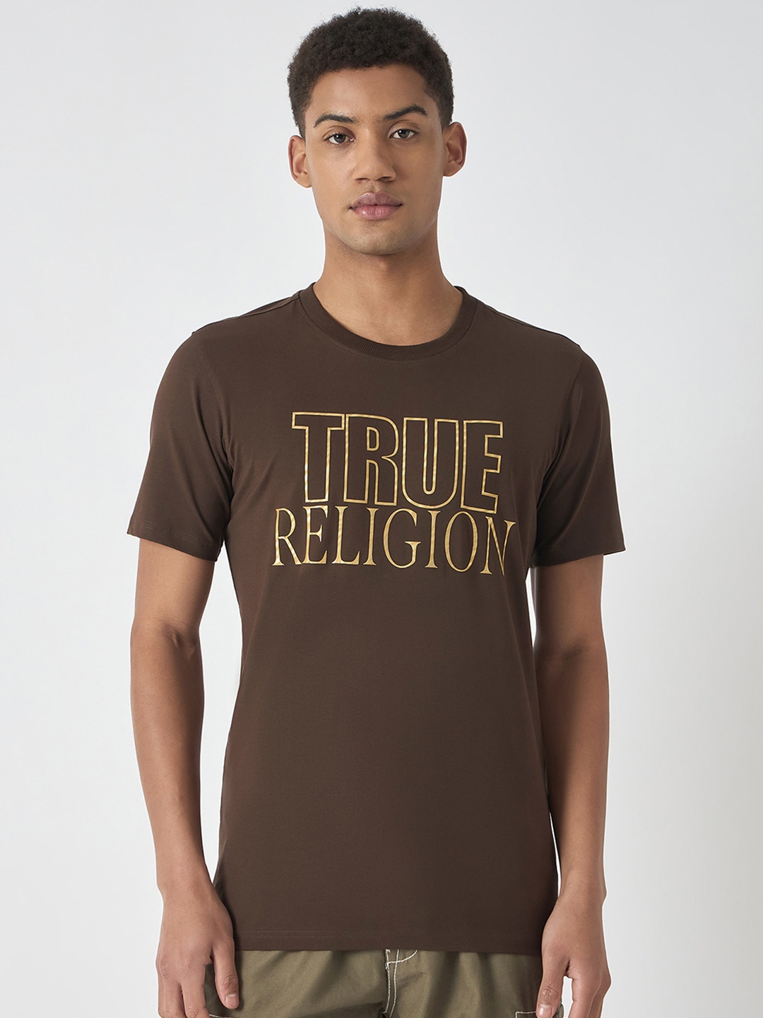 

True Religion Men Typography Printed T-shirt, Brown