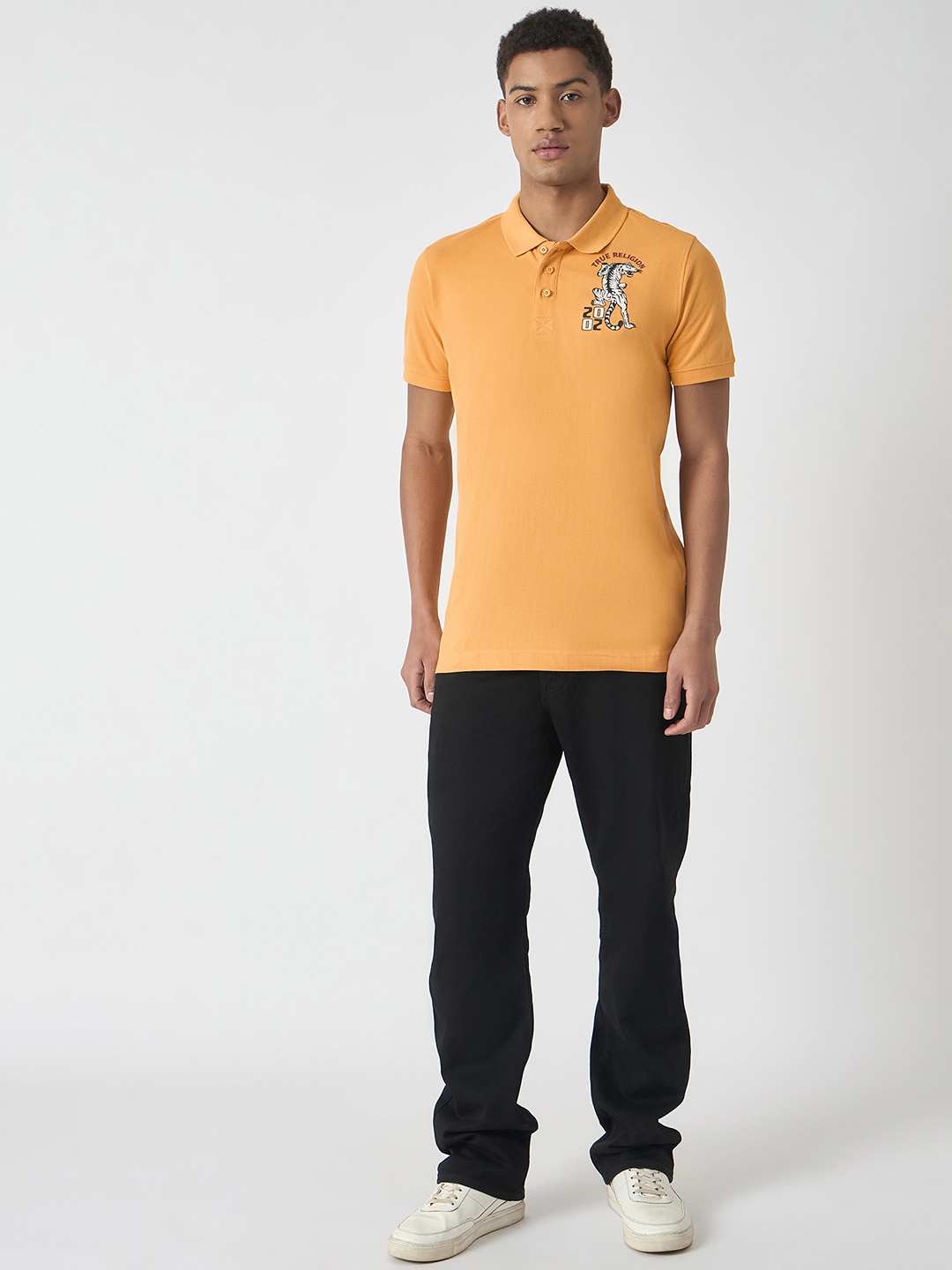 

True Religion Men Pure Cotton Classic Fit Polo, Yellow