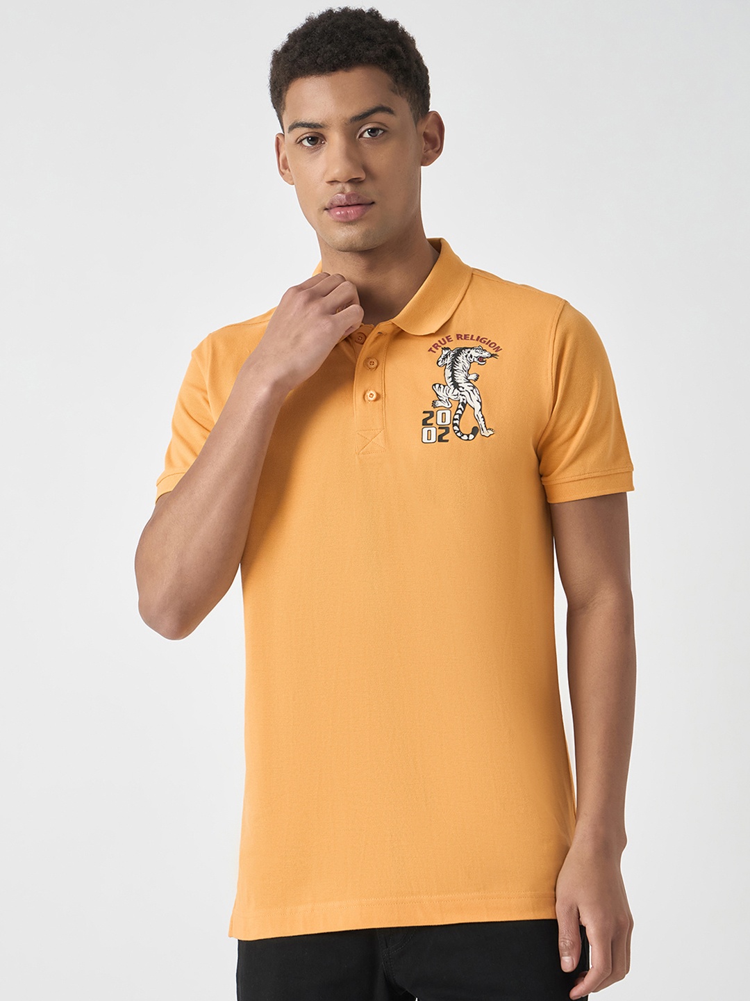 

True Religion Men Pure Cotton Classic Fit Polo, Yellow