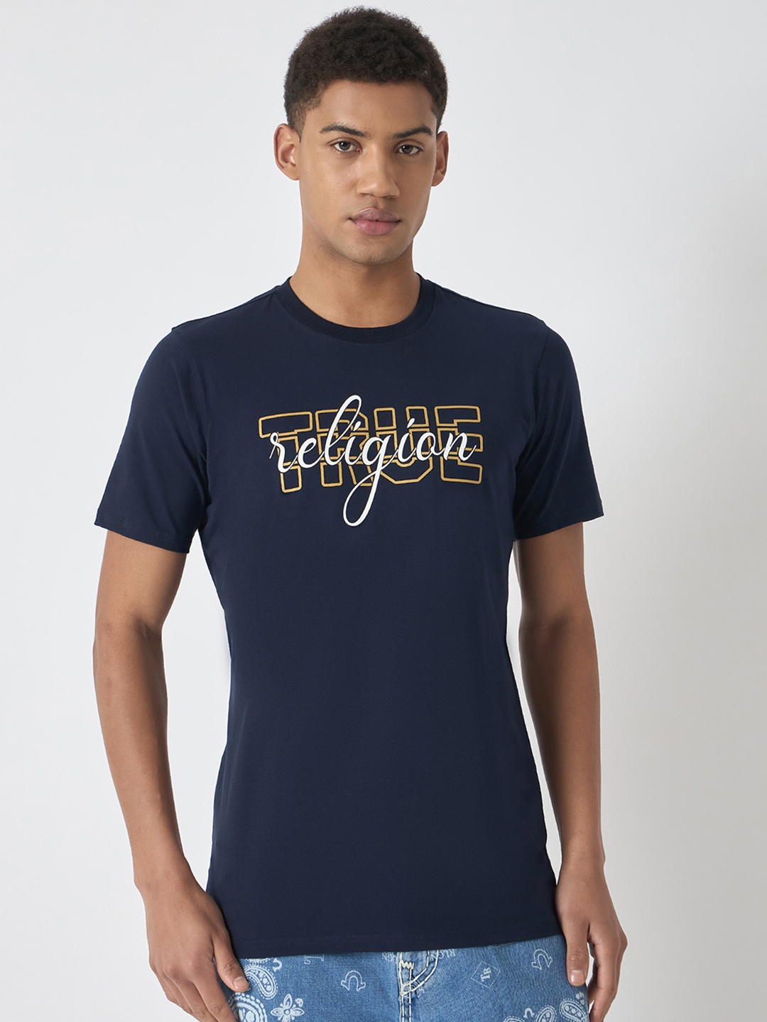 

True Religion Men Typography Printed T-shirt, Navy blue