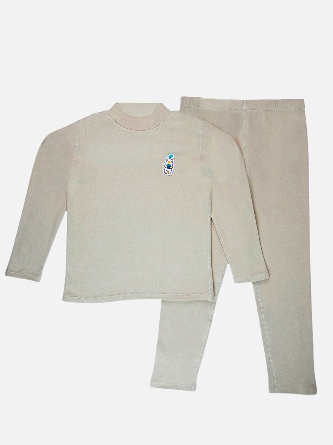 

Little Surprise Box LLP Kids Crew Neck Upper & Lower Body Thermal Set, Cream