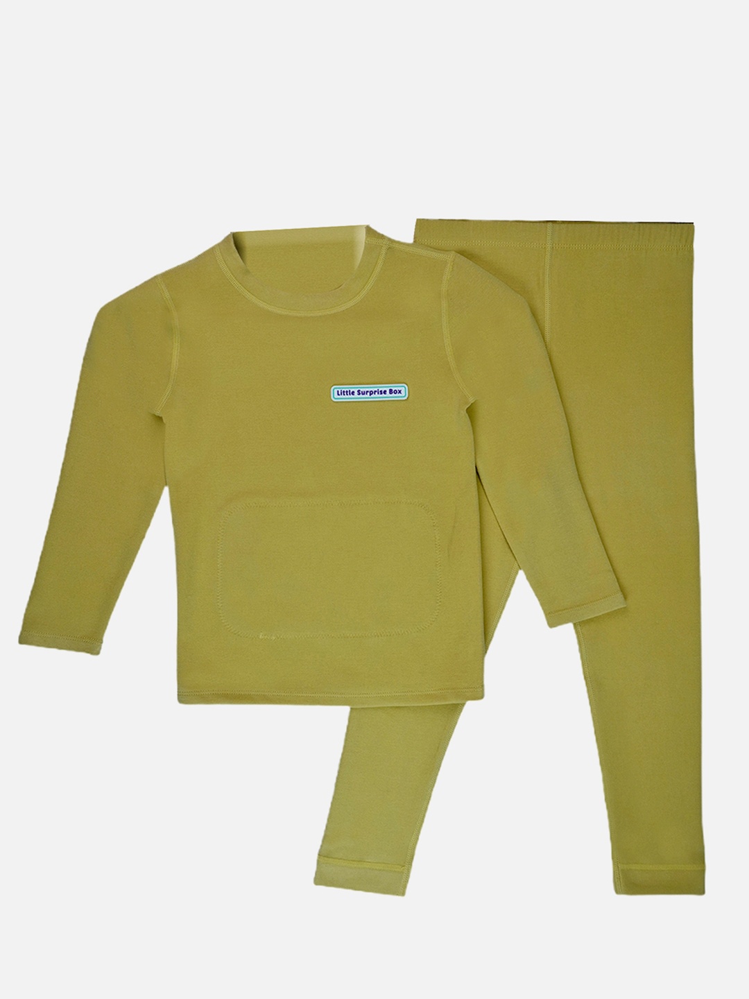 

Little Surprise Box LLP Kids Round Neck Thermal Set, Mustard
