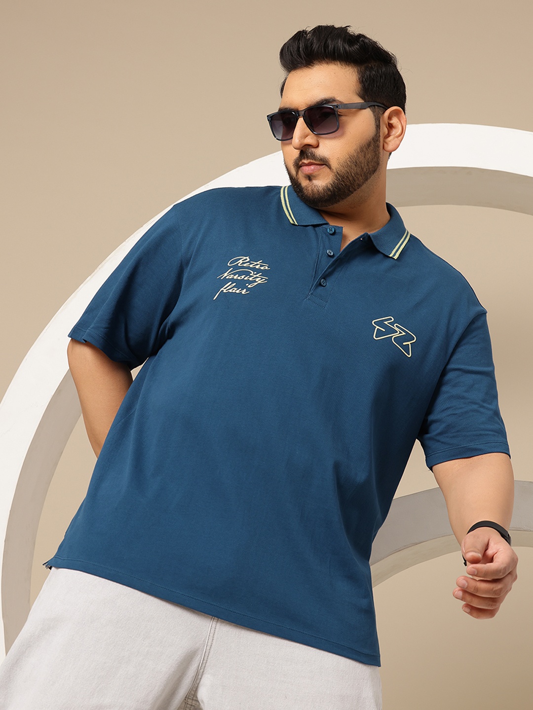 

Sztori Plus Size Polo Collar Pure Cotton T-shirt, Teal