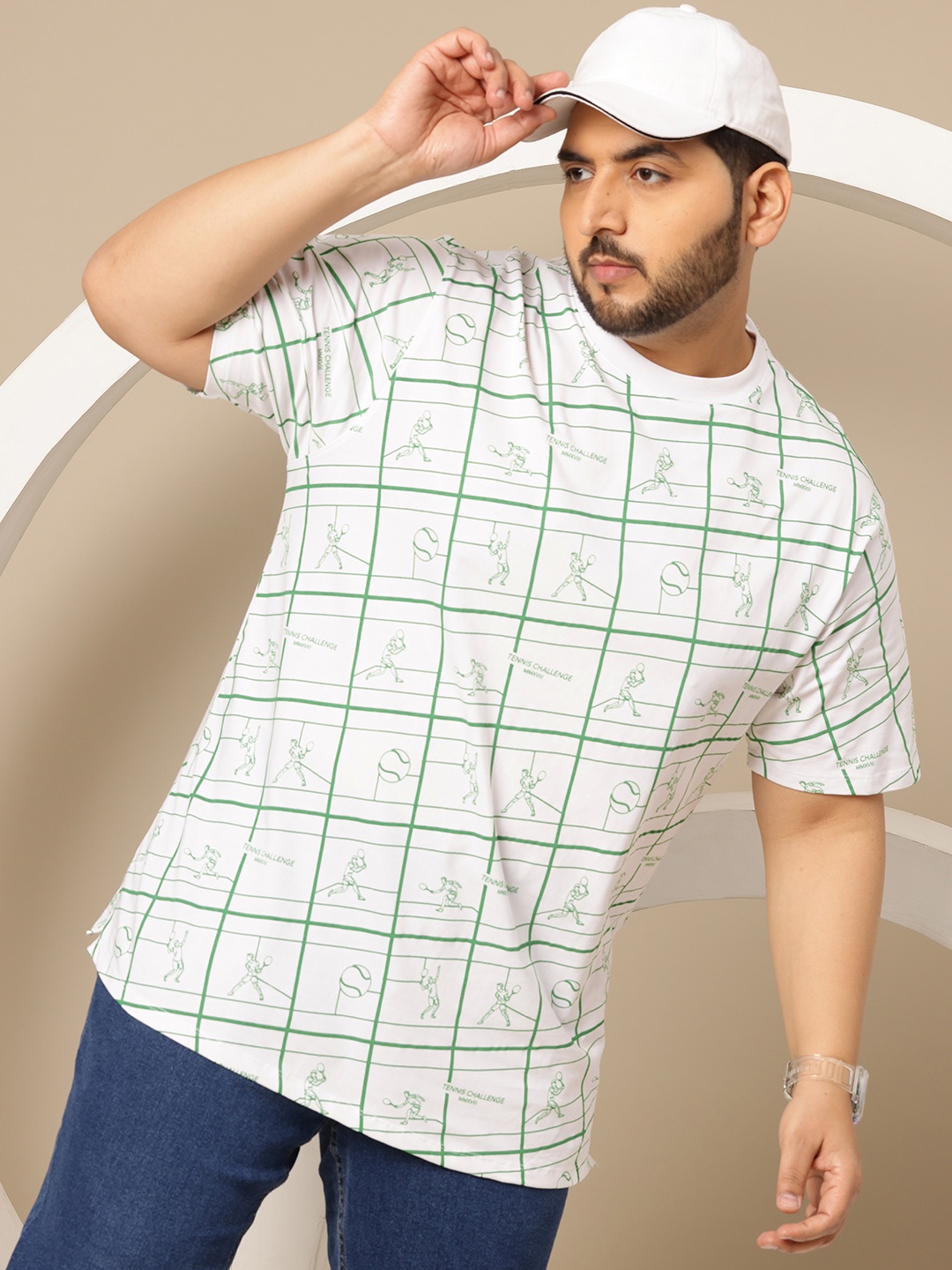 

Sztori Plus Size Printed Pure Cotton T-shirt, White