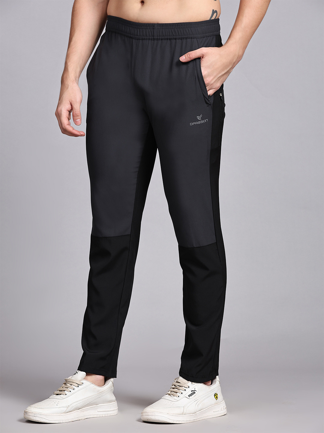 

Dpassion Men Regular Fit Running Sports Track Pants, Black