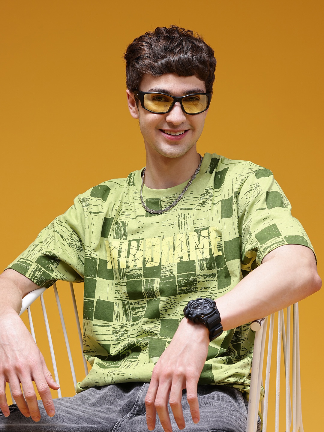 

HERE&NOW Printed Pure Cotton T-shirt, Green