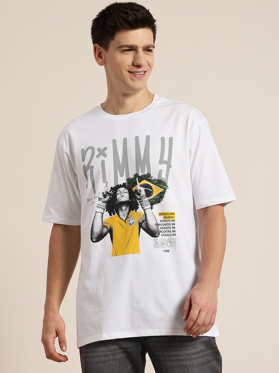 

HERE&NOW Printed Relaxed Fit Cotton T-shirt, White
