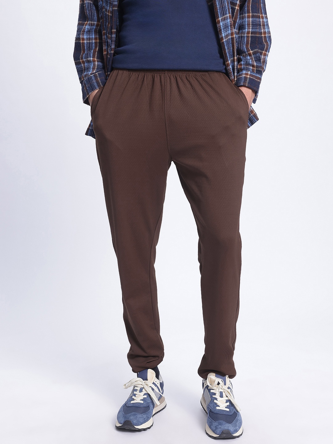 

glitchez Men Casual Comfort Textured Relaxed Fit Joggers, Brown
