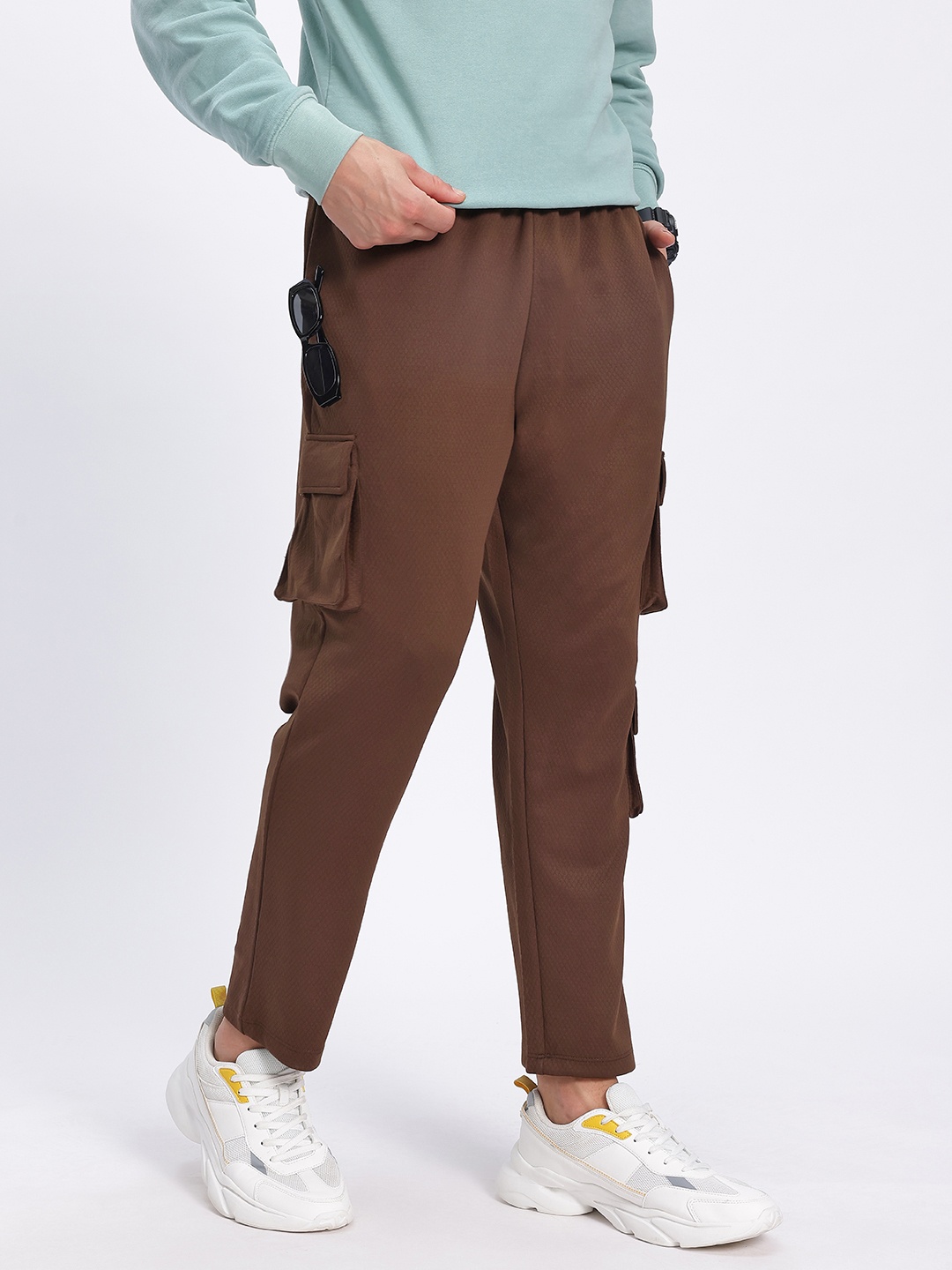 

glitchez Men Utility Panel Cargo-Style Track Pants, Brown
