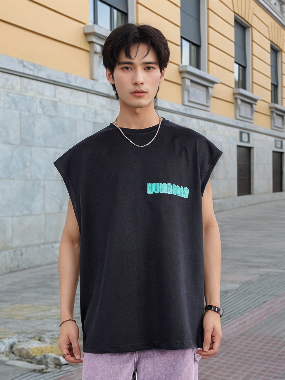 

UNRL Graphic Printed Extended Sleeves Oversized T-shirt, Black