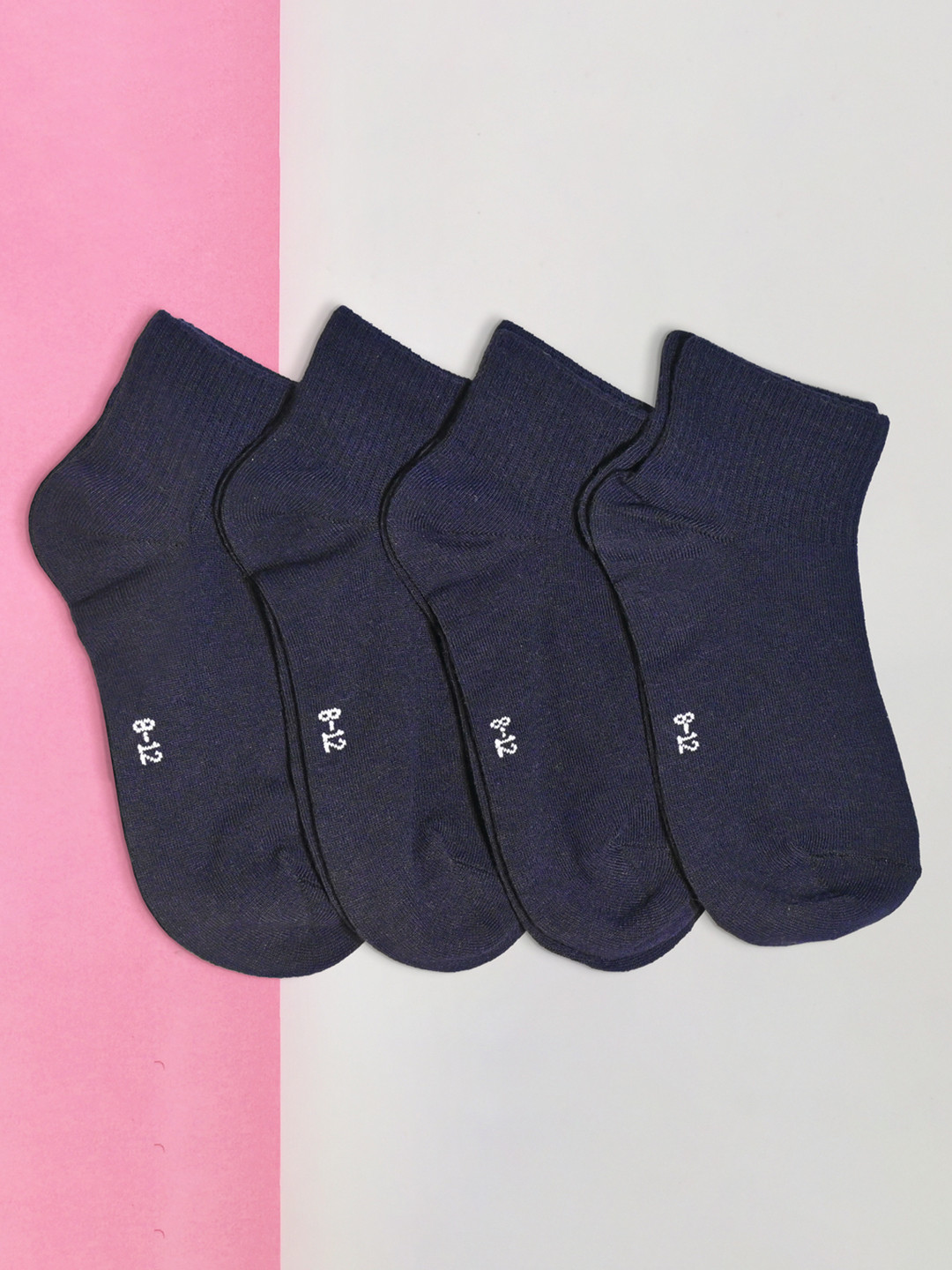 

BAESD Kids Pack Of 4 Cotton Ankle Length Socks, Navy blue