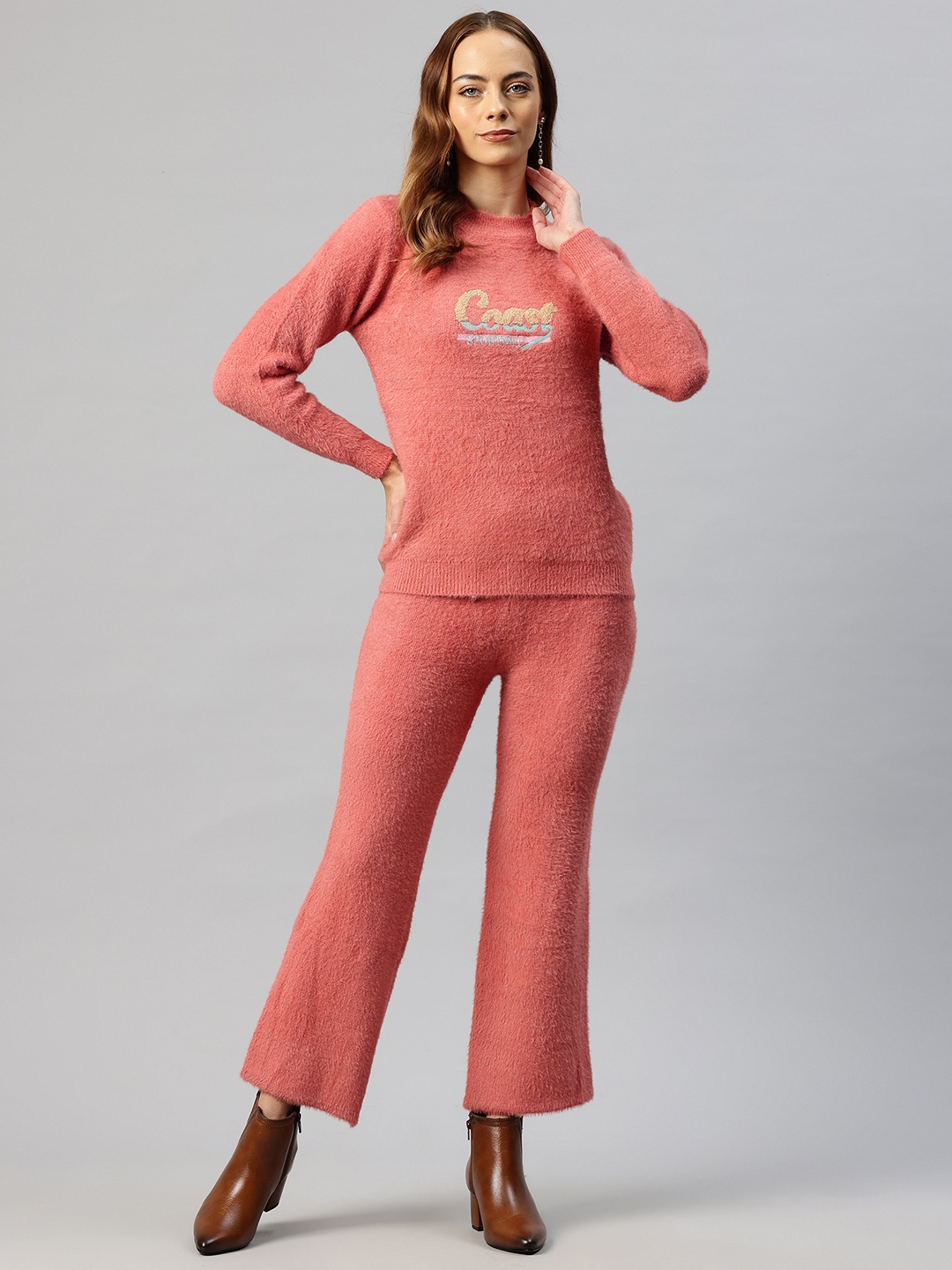 

Pierre Carlo Women Sweater With Trousers, Peach