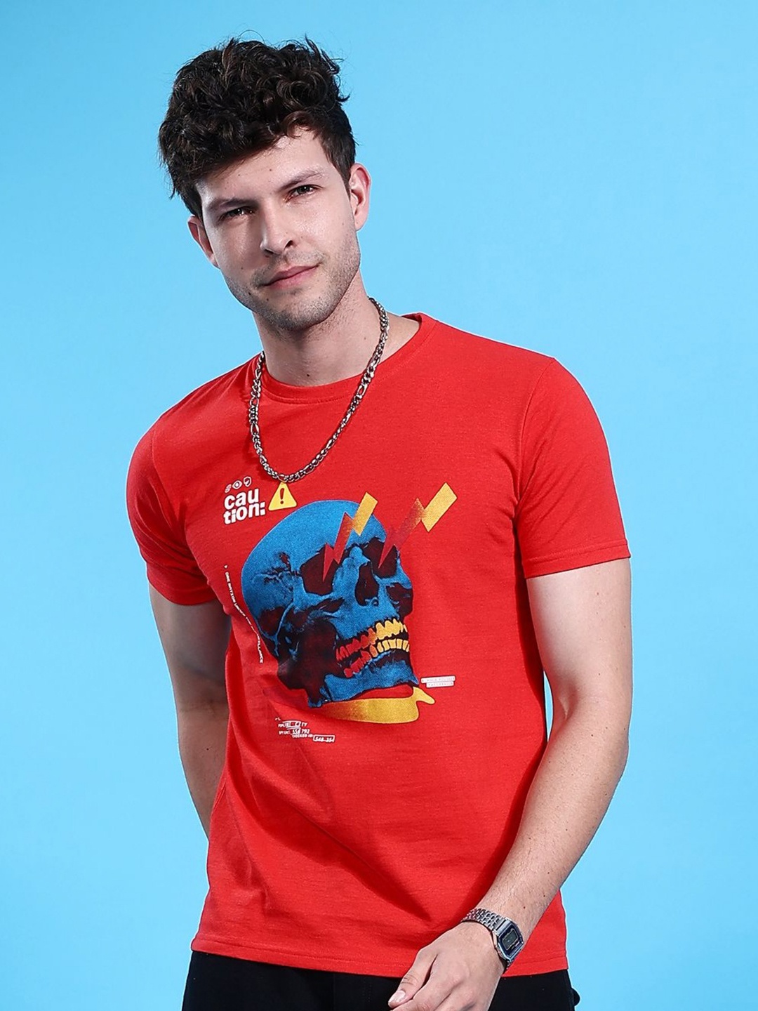 

The Indian Garage Co Men Graphic Printed T-shirt, Red