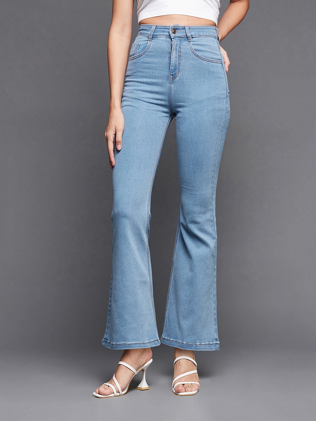 

Miss Chase Women Cotton Bootcut High-Rise Stretchable Jeans, Blue