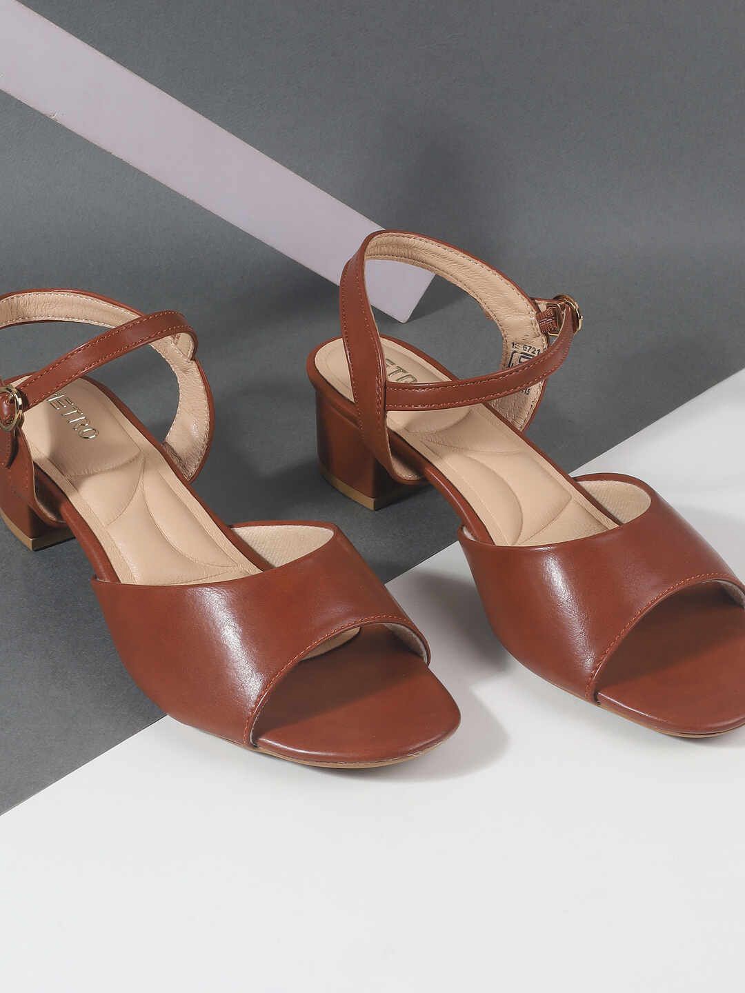 

Metro Women Colourblocked Block Sandals, Tan