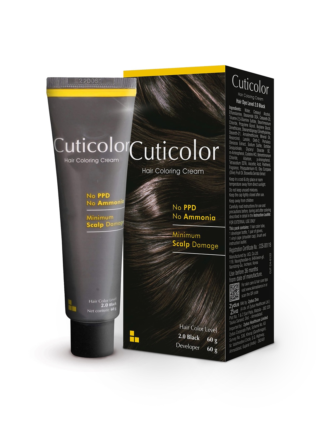 

Cuticolor Hair Coloring Cream- 60 g- Black