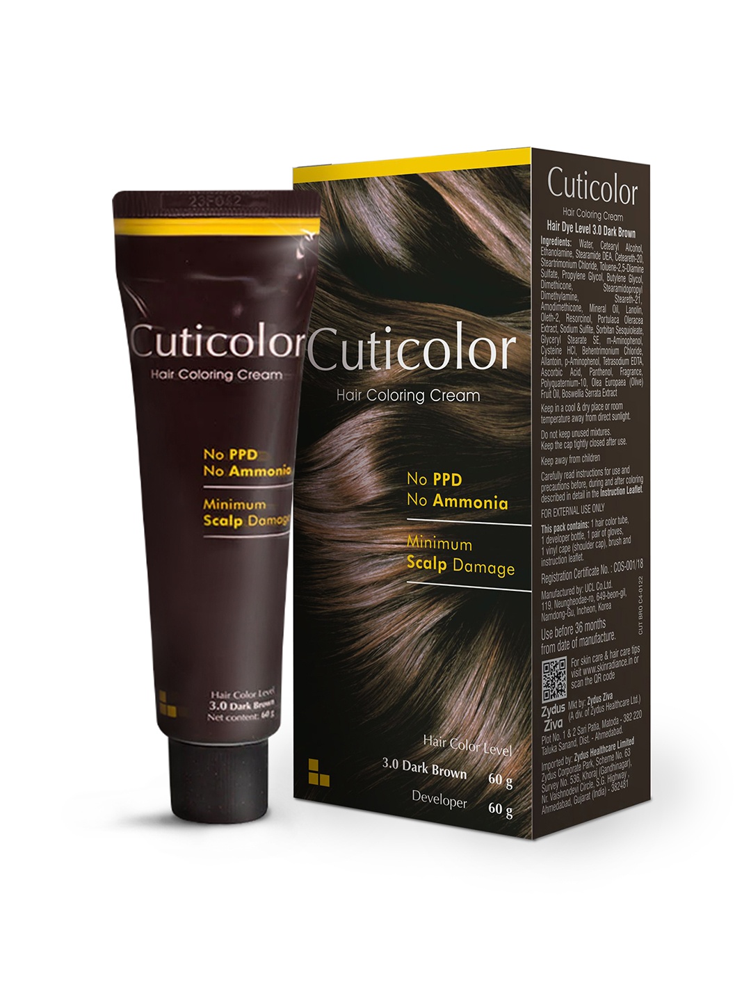 

Cuticolor No Ammonia Hair Coloring Cream- 60 g- Dark Brown